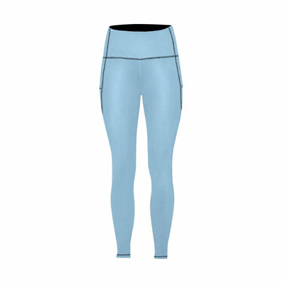 Womens Leggings With Pockets - Fitness Pants / Cornflower Blue - Womens