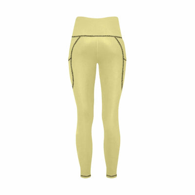 Womens Leggings With Pockets - Fitness Pants / Khaki Yellow - Womens | Leggings