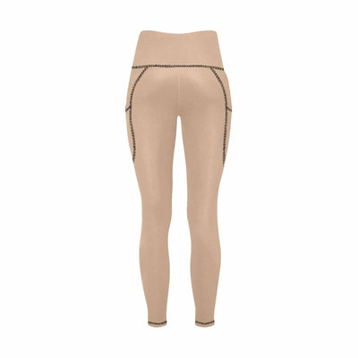 Womens Leggings With Pockets - Fitness Pants / Pale Brown - Womens | Leggings