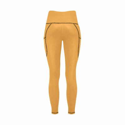 Womens Leggings With Pockets - Fitness Pants / Yellow Orange - Womens | Leggings