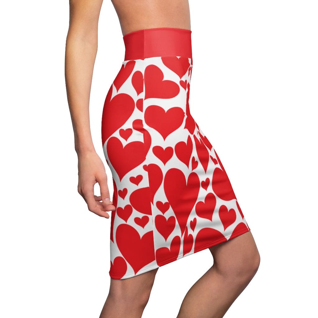 Womens Pencil Mini Skirt Love Red Hearts S867849 - Womens | Skirts