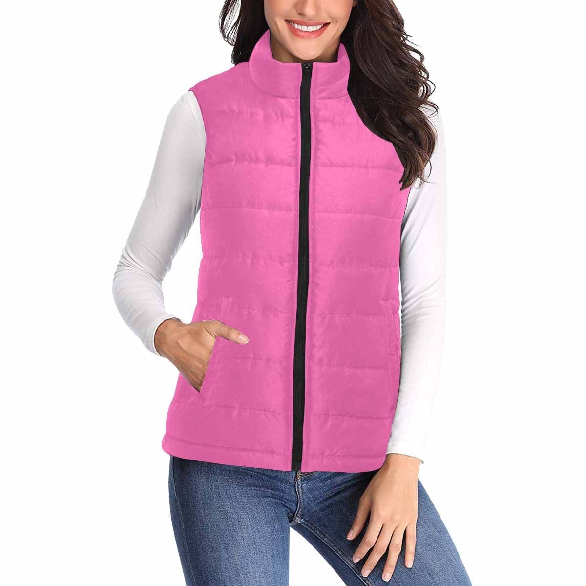 Womens Puffer Vest Jacket / Hot Pink