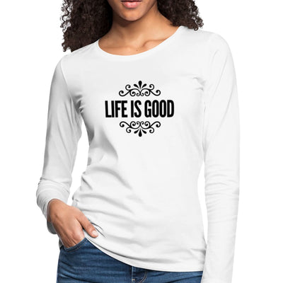 Womens Long Sleeve Graphic Tee Life Is Good Illustration - Womens | T - Shirts