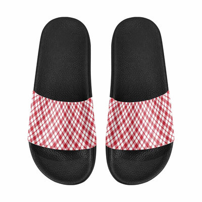 Womens Slide Sandals Buffalo Plaid Red And White - Womens | Slides