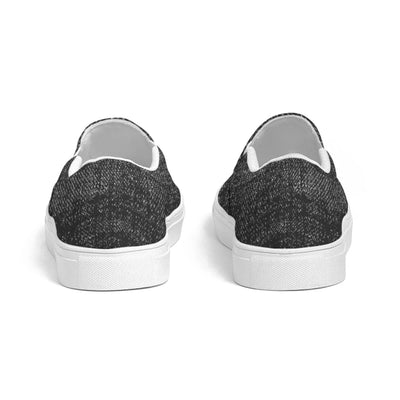 Womens Sneakers - Canvas Slip On Shoes Black Faded Print