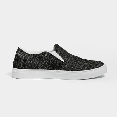 Womens Sneakers - Canvas Slip On Shoes Black Faded Print