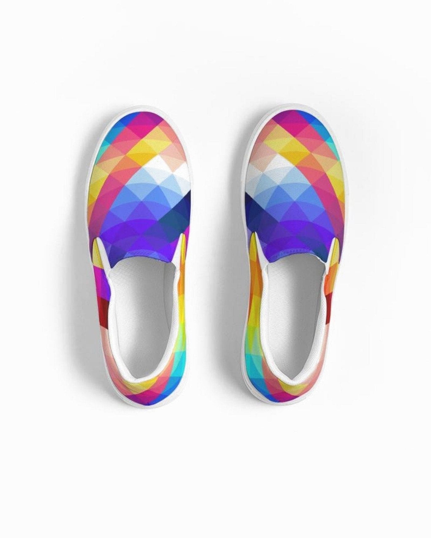 Womens Sneakers - Canvas Slip On Shoes Multicolor Retro Print