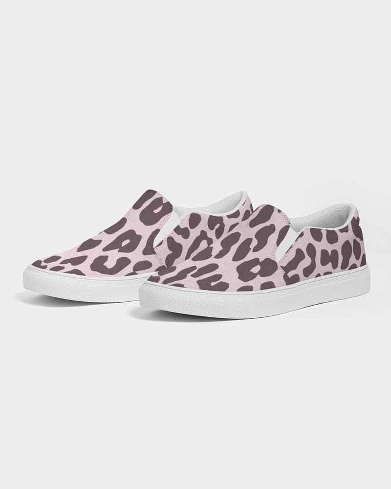 Womens Sneakers - Canvas Slip On Shoes Pink Leopard Print - Womens | Sneakers