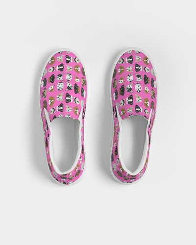 Womens Sneakers - Canvas Slip Ons Pink Doggie Love Print - Womens | Sneakers
