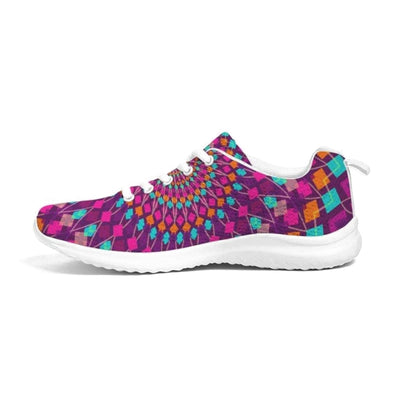 Womens Sneakers - Purple Kaleidoscope Style Canvas Sports Shoes / Running