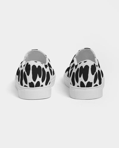 Womens Sneakers - Slip On Canvas Shoes Black And White Leopard Print - Womens