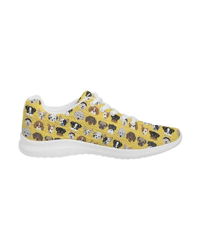 Womens Sneakers - Yellow Doggie Love Low Top Canvas Running Shoes - Womens