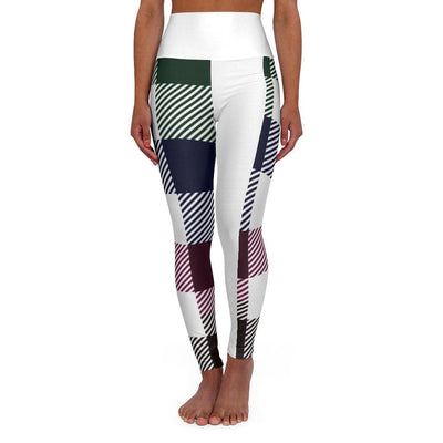 Womens High-waist Fitness Legging Yoga Pants Multicolor Plaid - Womens
