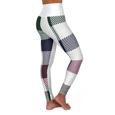Womens High-waist Fitness Legging Yoga Pants Multicolor Plaid - Womens