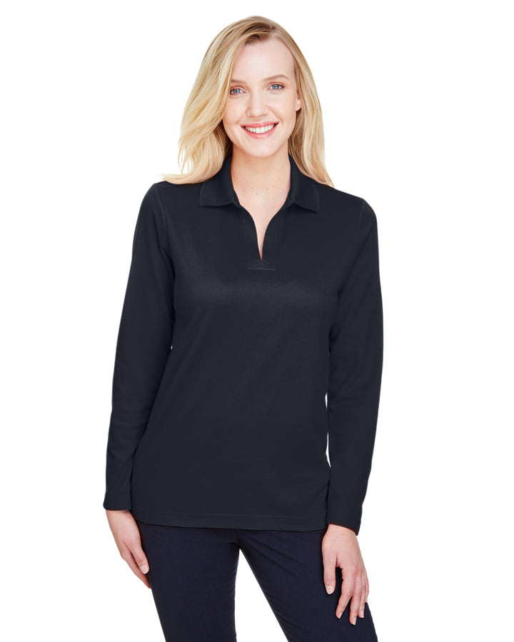 Devon & Jones CrownLux Performance Women's Plaited Long Sleeve Polo | Embroidery