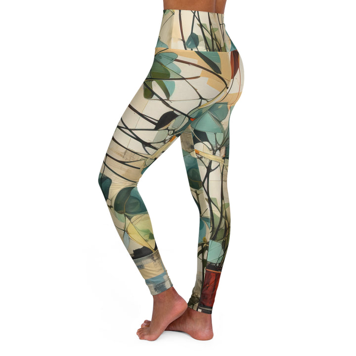 Womens High-waist Fitness Legging Yoga Pants Rustic Botanical Plants - Womens