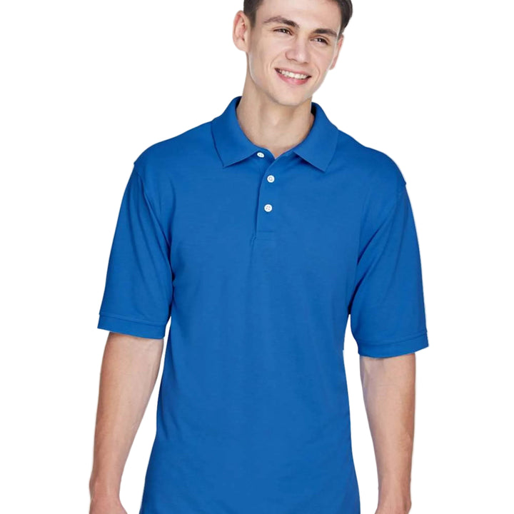 Harriton Mens Easy Blend Polo | Embroidery