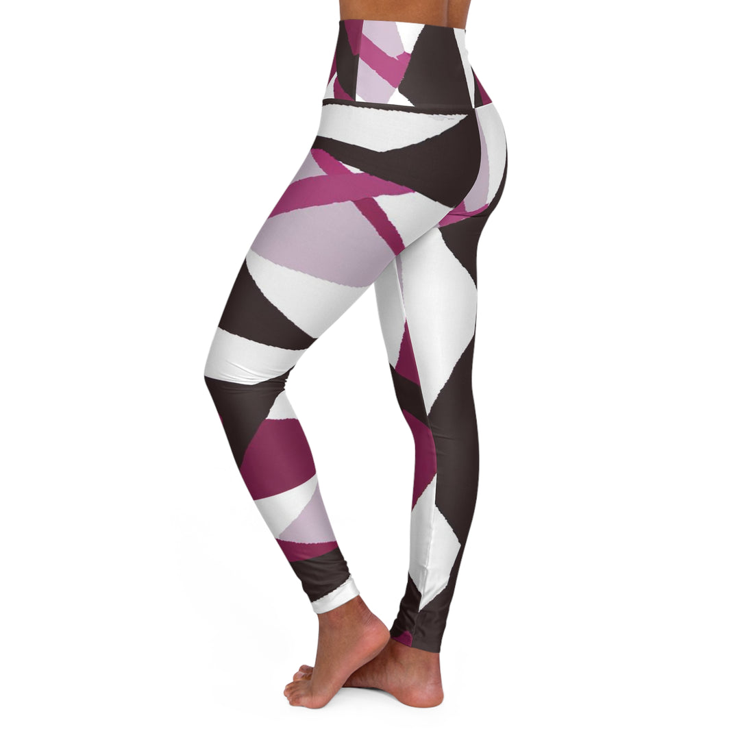 Womens High-waist Fitness Legging Yoga Pants Pink Mauve Pattern - Womens