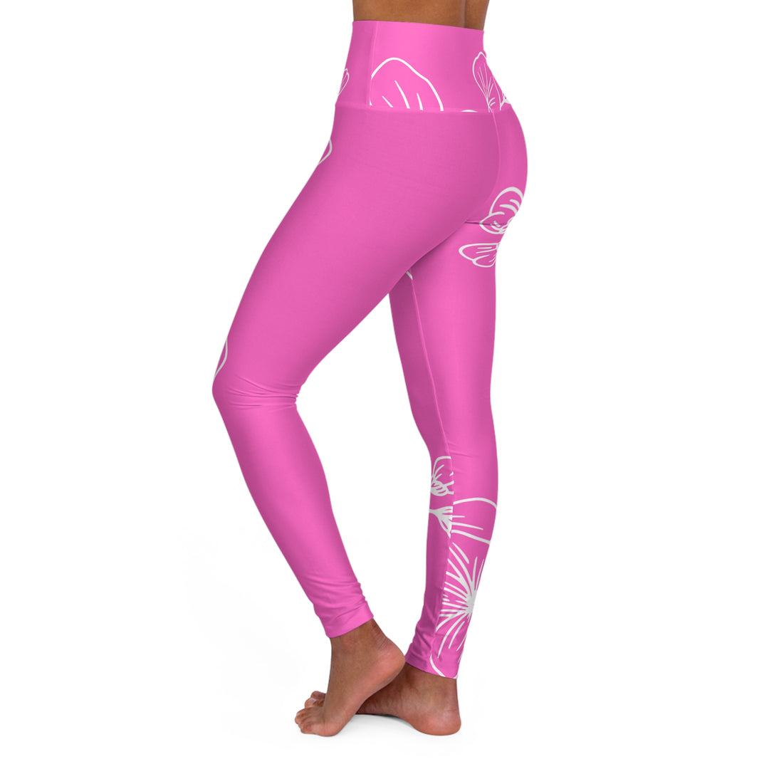 Womens High-waist Fitness Legging Yoga Pants - Pink Floral 7022623 - Womens