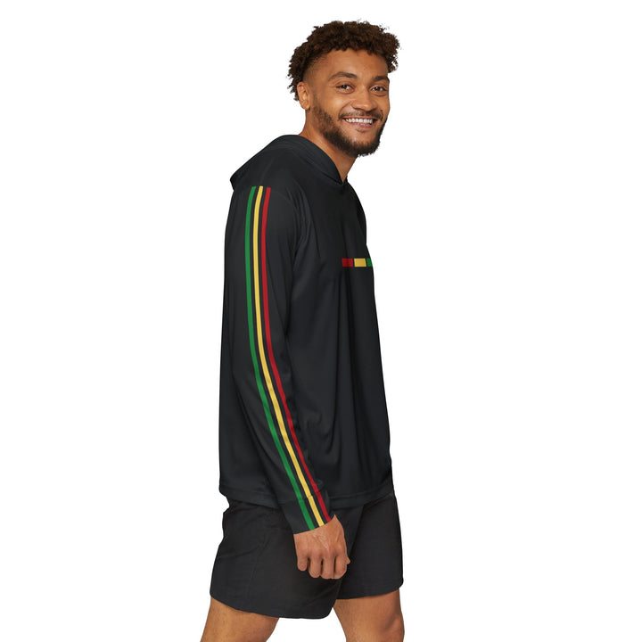 Mens Sports Hoodie Red Black Green Yellow Stripes - Mens | Hoodies | Sports