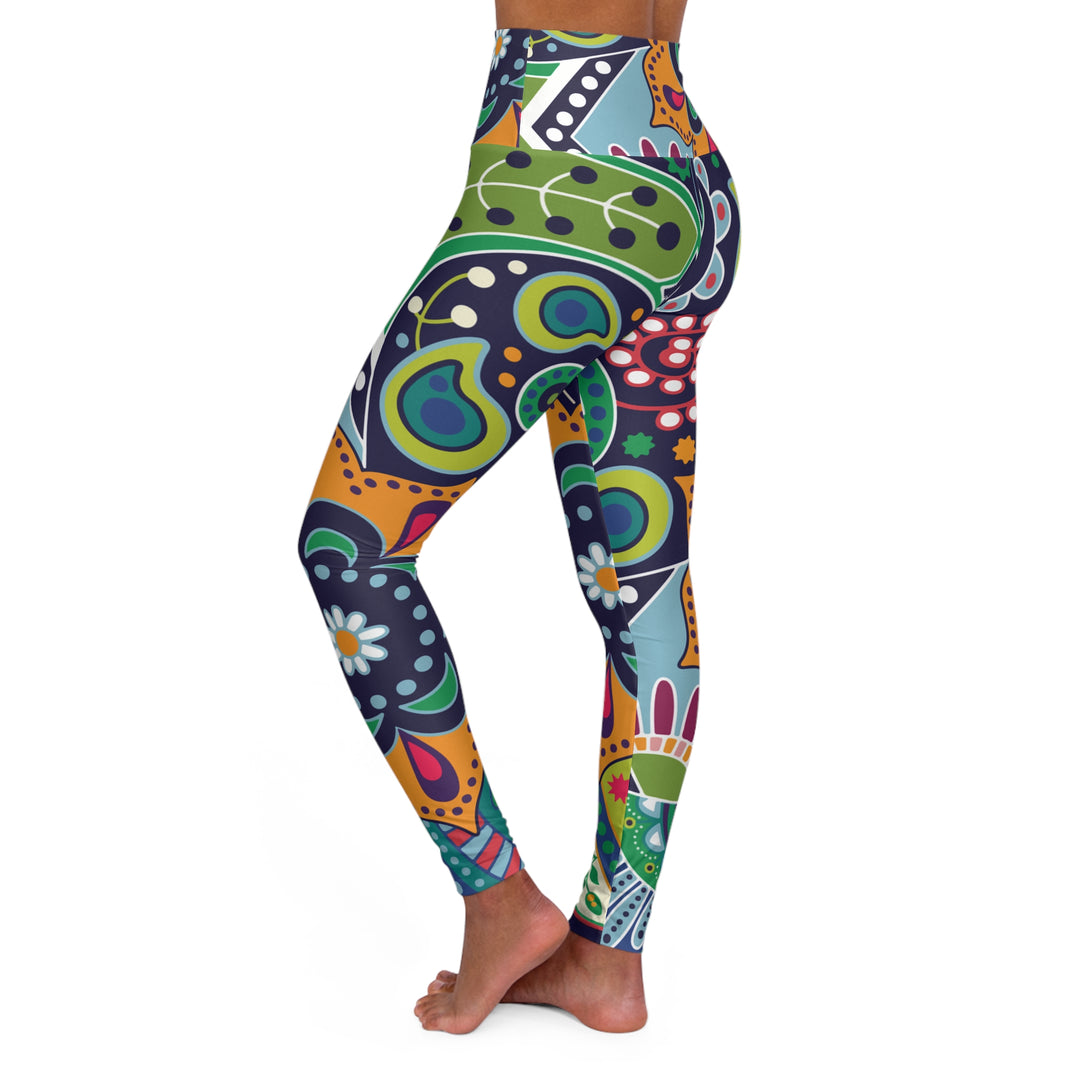 Womens High-waist Fitness Legging Yoga Pants - Floral Paisley 22523 - Womens