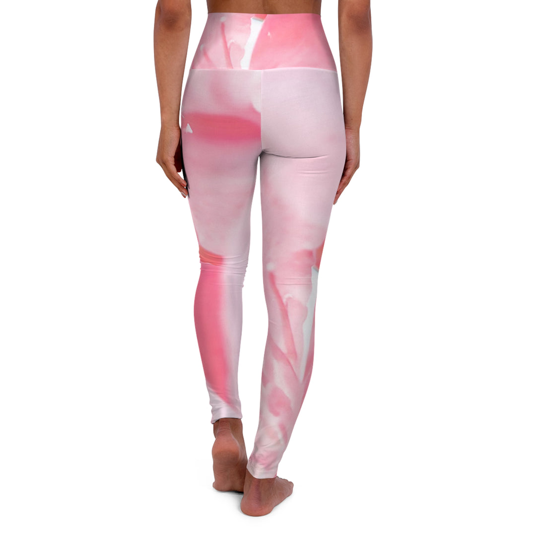 Womens High-waist Fitness Legging Yoga Pants Pink Flower 121222 - Womens