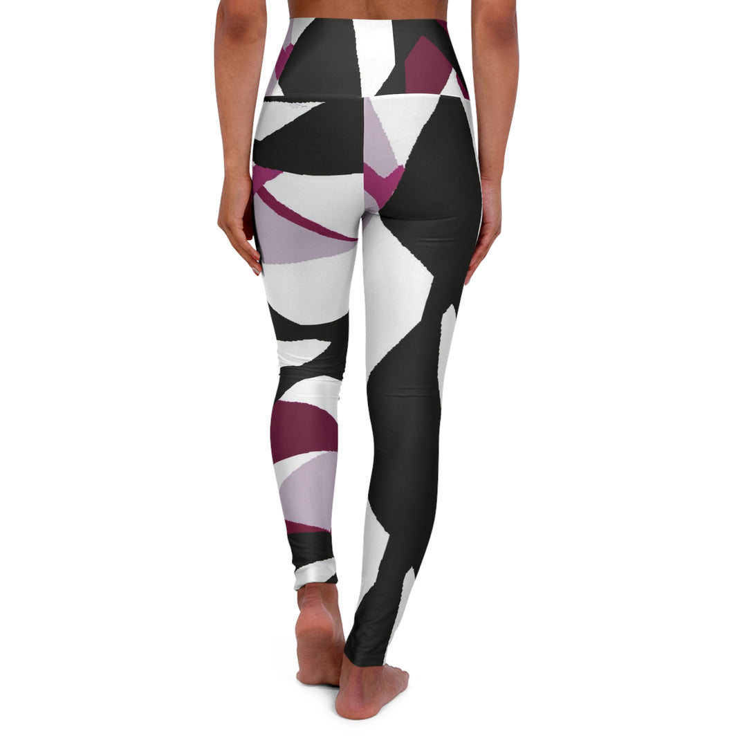 Womens High-waist Fitness Legging Yoga Pants - Pink Mauve Pattern