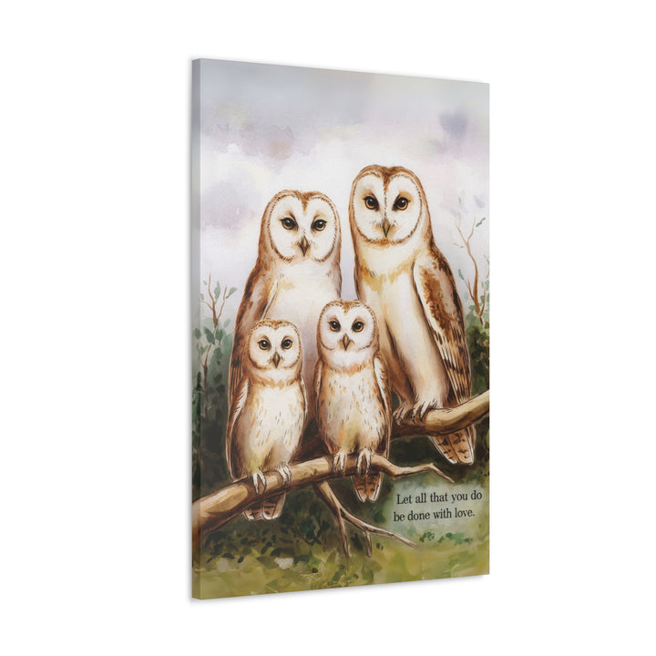 Canvas Print Wall Art - White Owls - Let All that you do be Done with Love