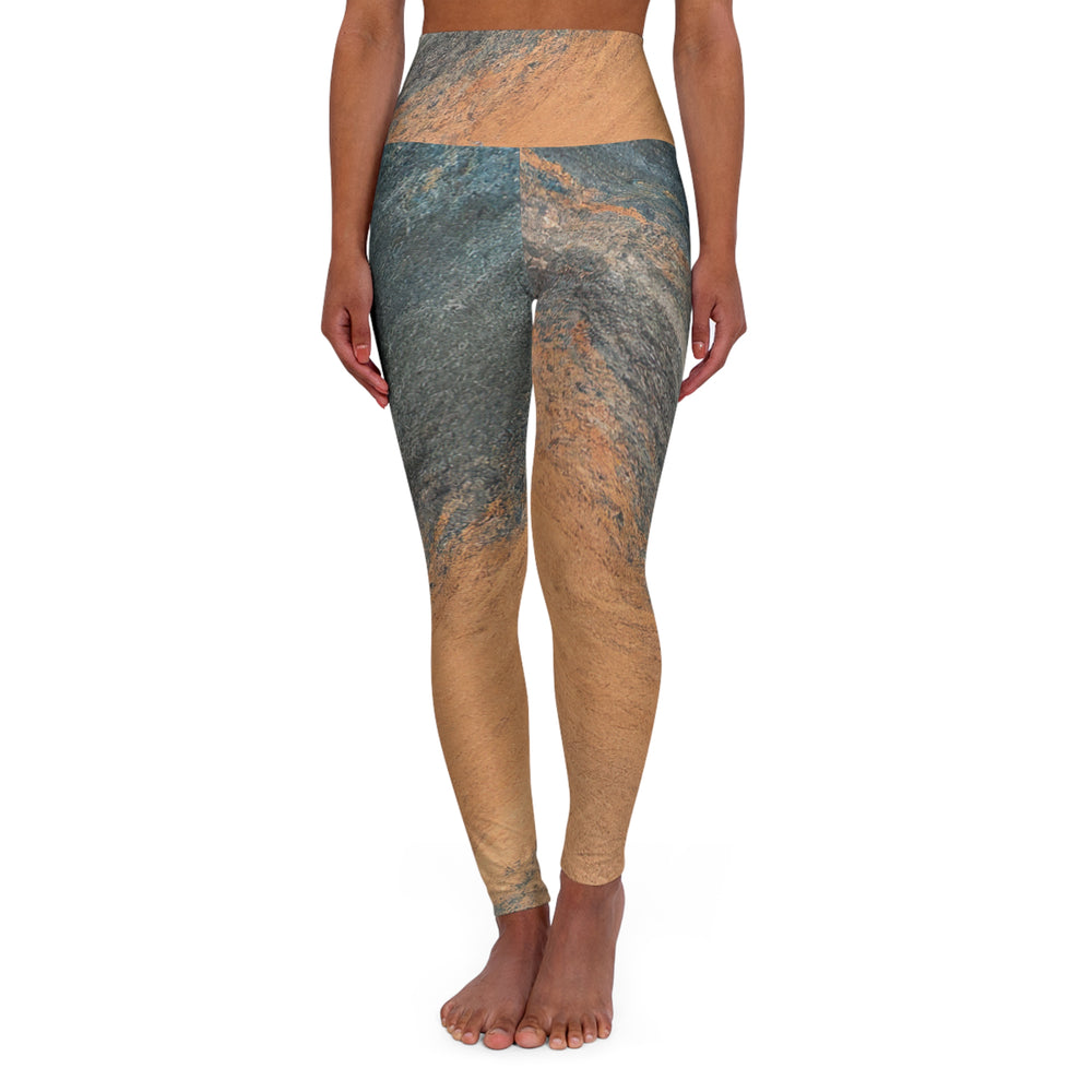 Womens High-waist Fitness Legging Yoga Pants Blue Orange Abstract Pattern