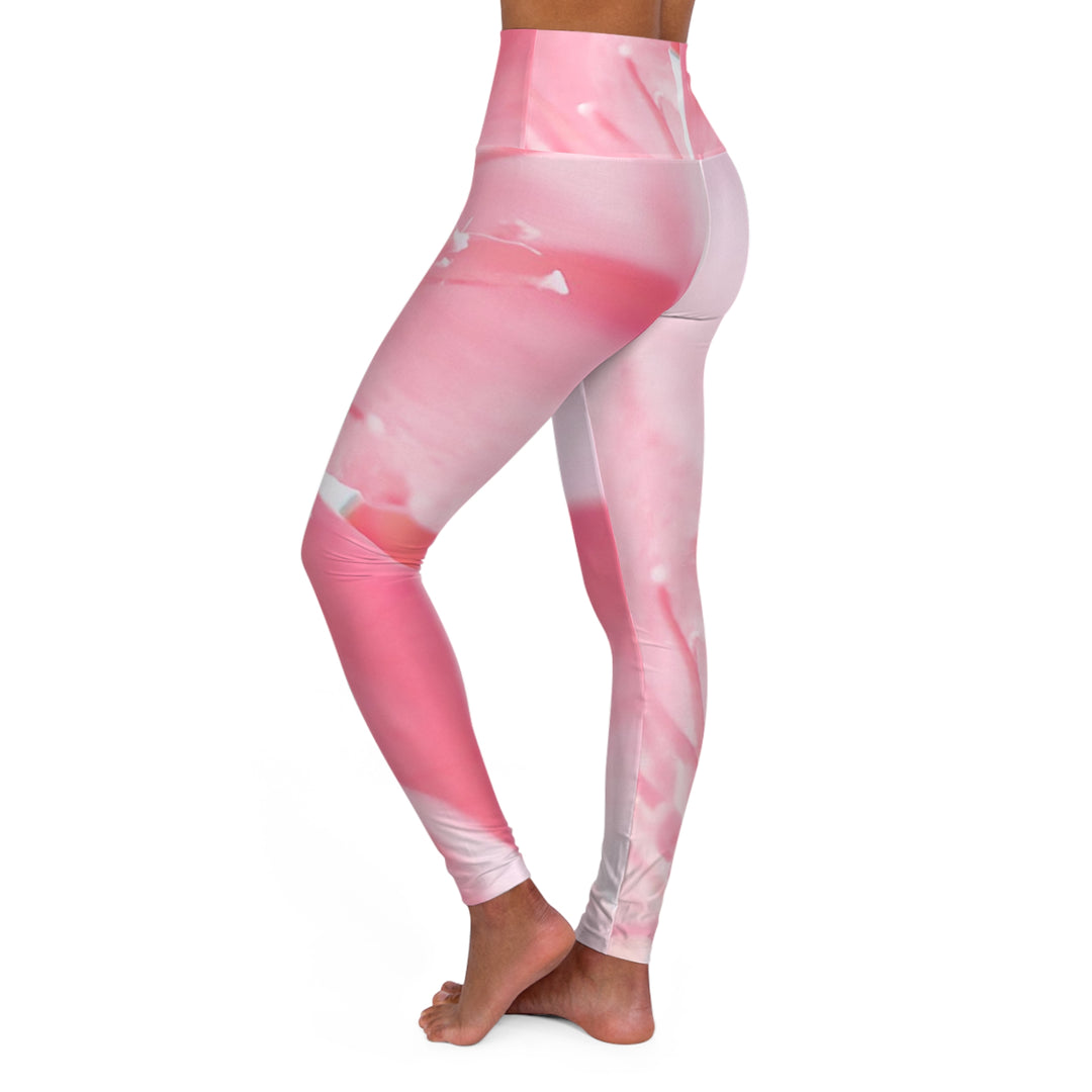 Womens High-waist Fitness Legging Yoga Pants Pink Flower 121222 - Womens