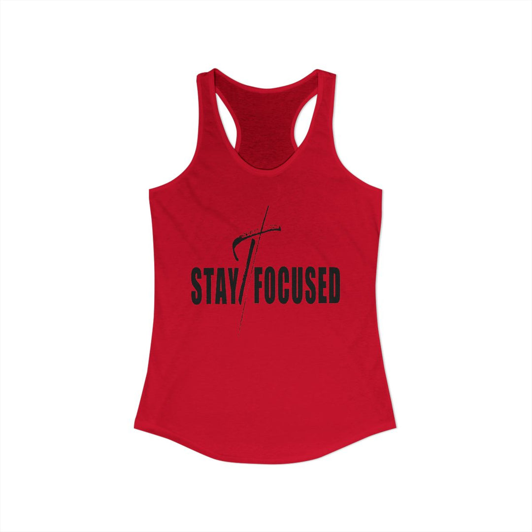 Womens Fitness Tank Top Graphic T-shirt - Stay Focused Black Print