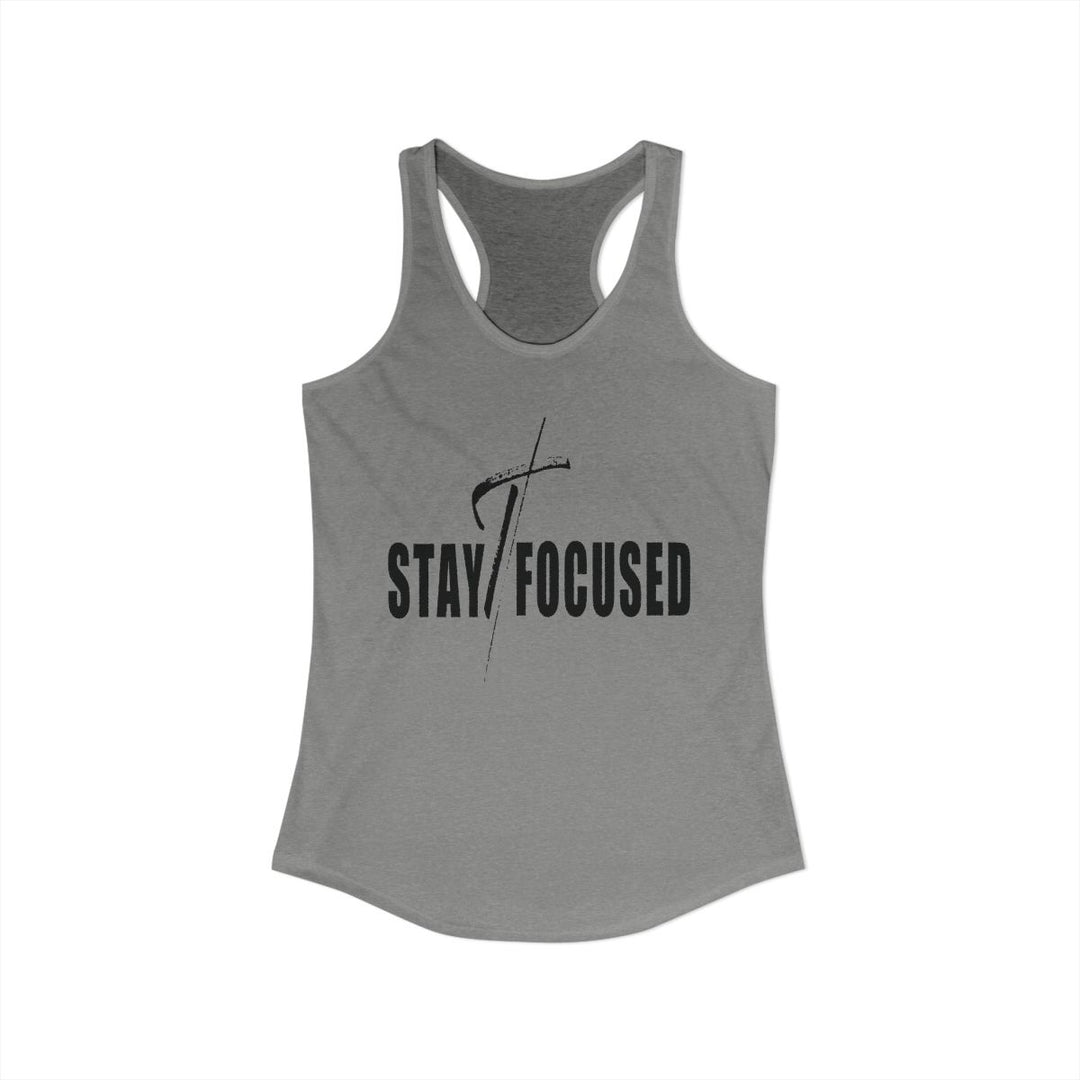 Womens Fitness Tank Top Graphic T-shirt - Stay Focused Black Print