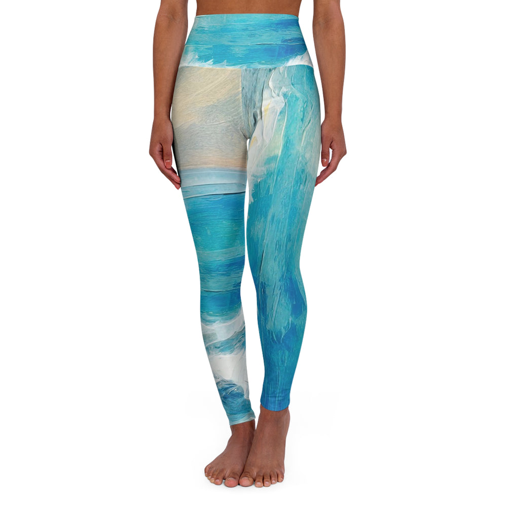 Womens High-waist Fitness Legging Yoga Pants Blue Ocean Print - Womens