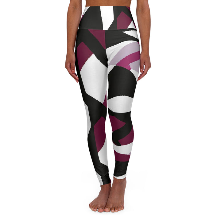 Womens High-waist Fitness Legging Yoga Pants - Pink Mauve Pattern