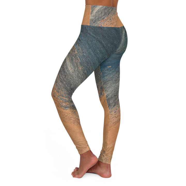 Womens High-waist Fitness Legging Yoga Pants Blue Orange Abstract Pattern