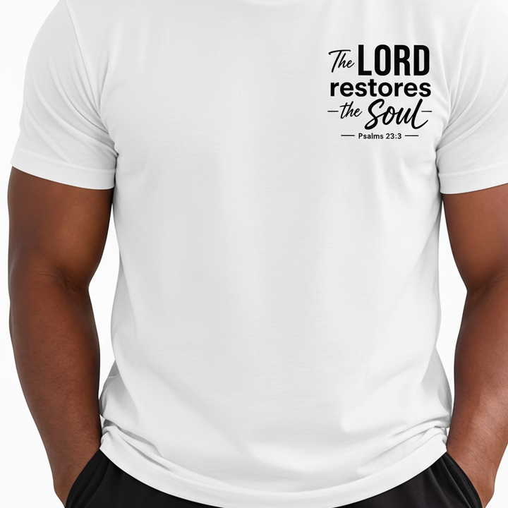 Graphic T-Shirt Inspirational Apparel inspired by Biblical Scripture Psalm 23:3