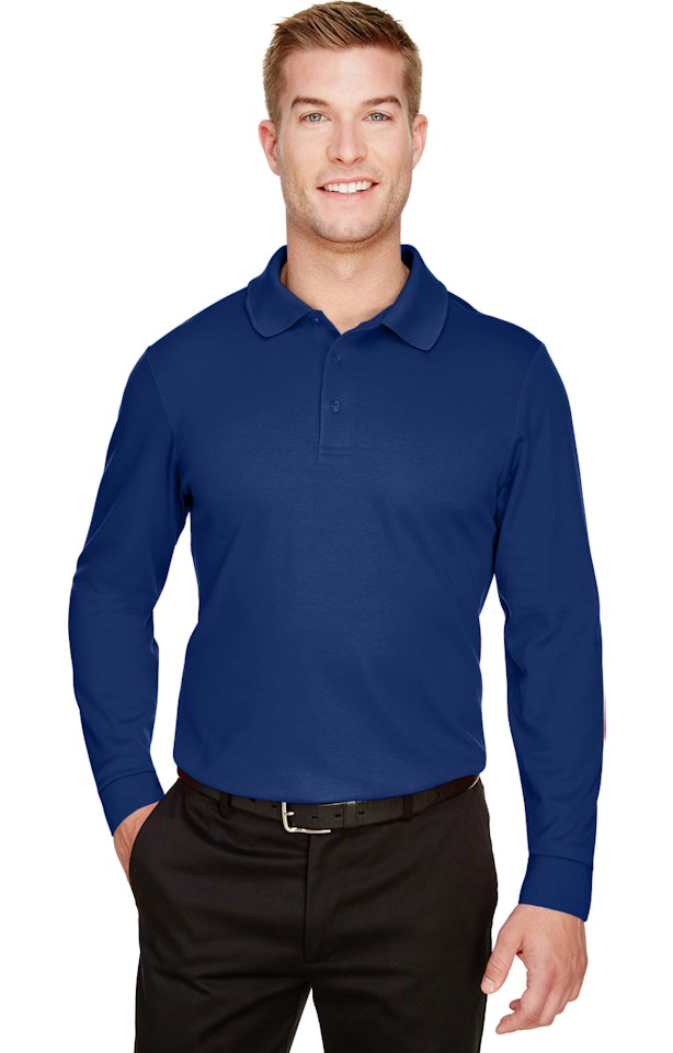 Devon & Jones CrownLux Performance Men's Plaited Long Sleeve Polo | Embroidery