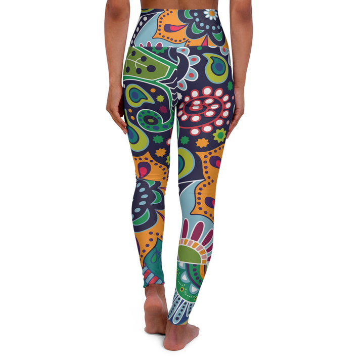 Womens High-waist Fitness Legging Yoga Pants - Floral Paisley 22523 - Womens