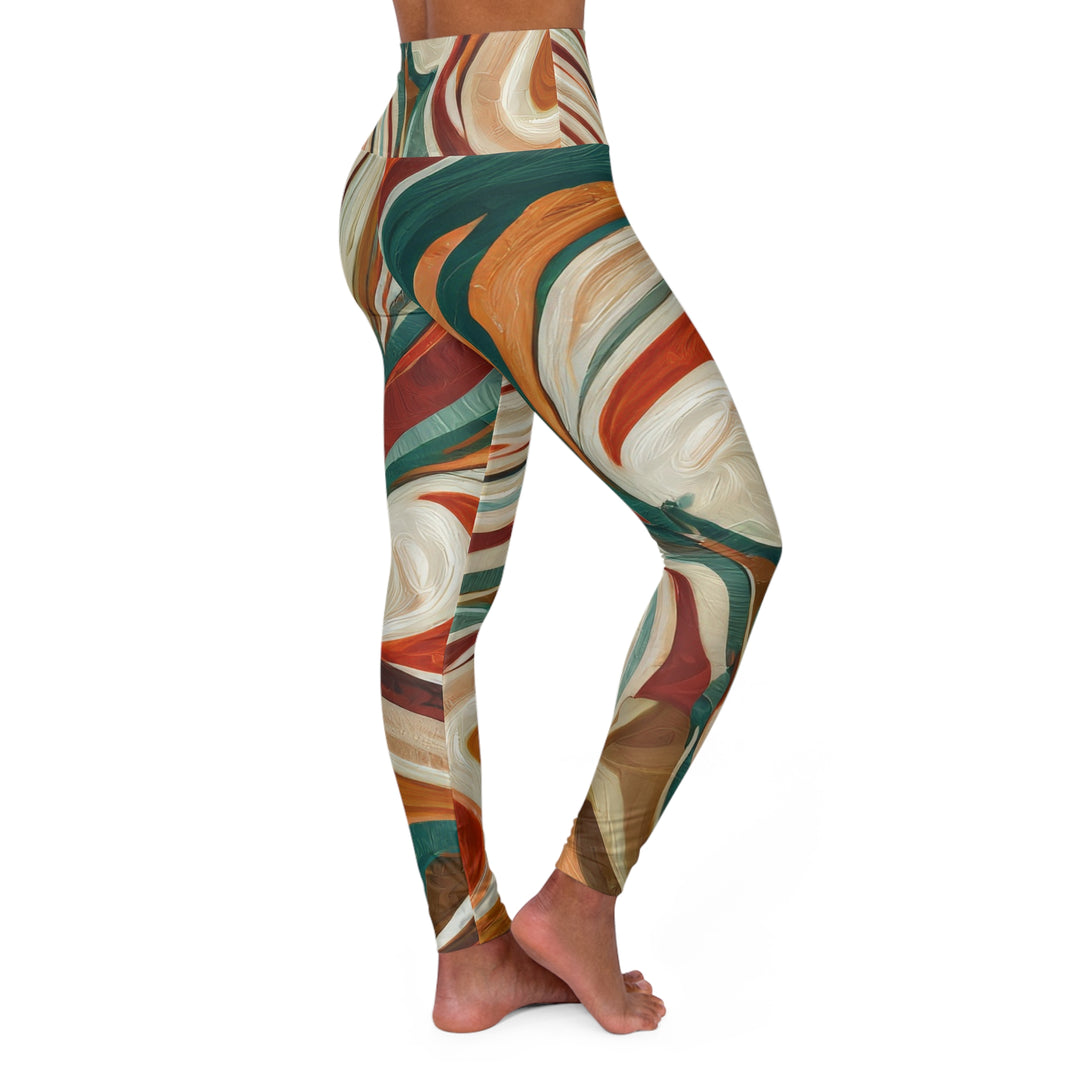 Womens High-waist Fitness Legging Yoga Pants Boho Brown Marble Print - Womens