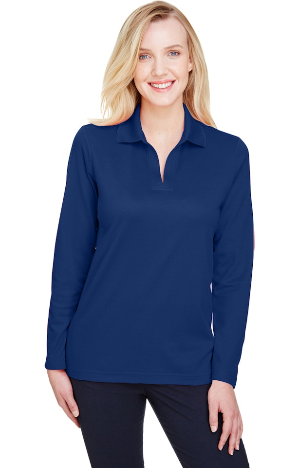 Devon & Jones CrownLux Performance Women's Plaited Long Sleeve Polo | Embroidery