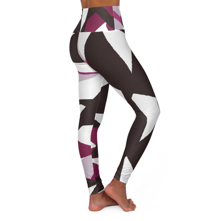 Womens High-waist Fitness Legging Yoga Pants Pink Mauve Pattern - Womens