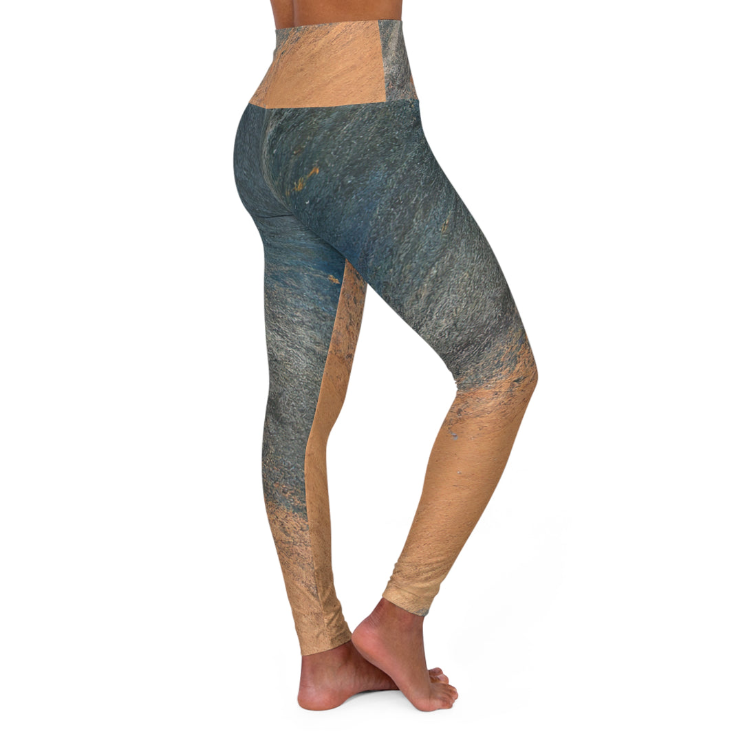 Womens High-waist Fitness Legging Yoga Pants Blue Orange Abstract Pattern