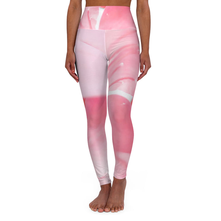 Womens High-waist Fitness Legging Yoga Pants Pink Flower 121222 - Womens