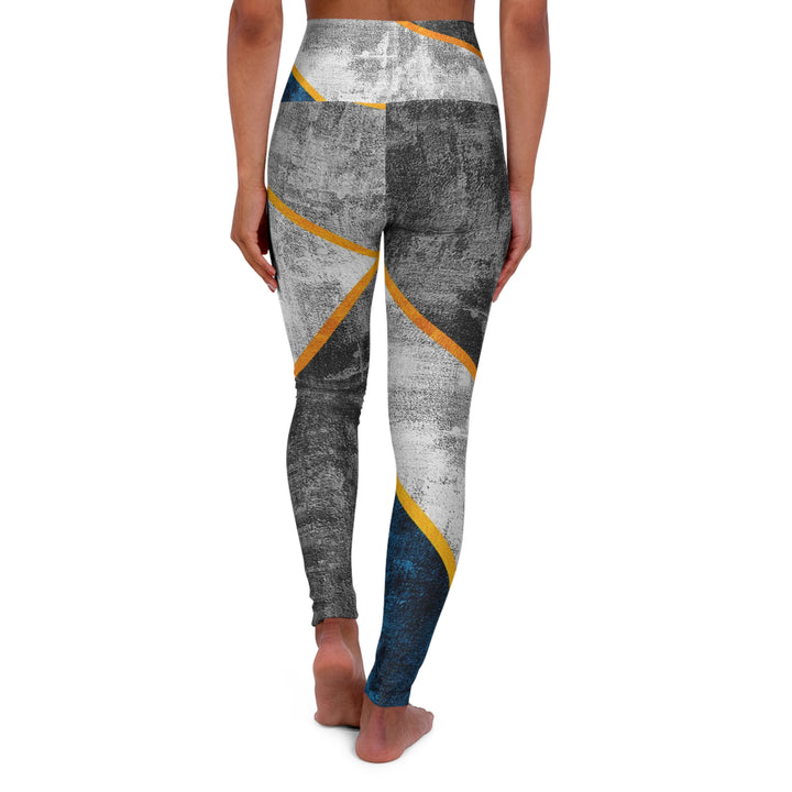 Womens High-waist Fitness Legging Yoga Pants Blue Grey Design - Womens