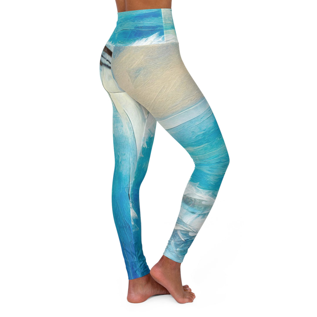 Womens High-waist Fitness Legging Yoga Pants Blue Ocean Print - Womens