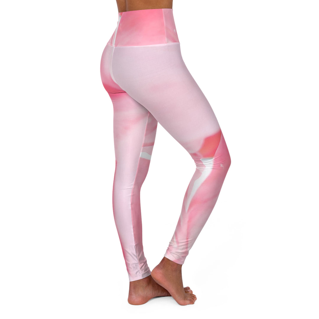 Womens High-waist Fitness Legging Yoga Pants Pink Flower 121222 - Womens