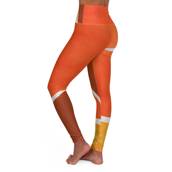 Womens High-waist Fitness Legging Yoga Pants Orange Green Boho Pattern - Womens