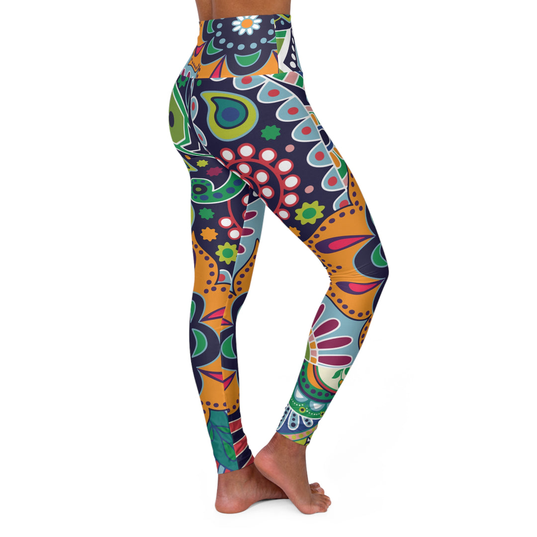 Womens High-waist Fitness Legging Yoga Pants Floral Paisley 22523 - Womens