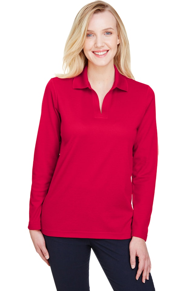 Devon & Jones CrownLux Performance Women's Plaited Long Sleeve Polo | Embroidery