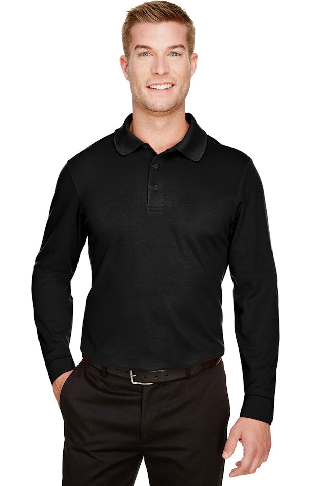 Devon & Jones CrownLux Performance Men's Plaited Long Sleeve Polo | Embroidery